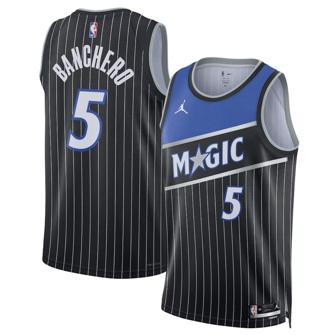 גופיית NBA פאולו בנקרו אורלנדו מג'יק – שחור פסים Statement Edition 2025–26 | HOOPERS