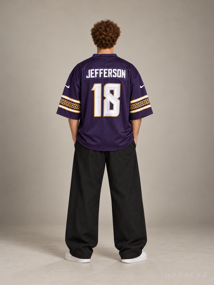 חולצת NFL אוברסייז מינסוטה ויקינגס – ג'סטין ג'פרסון 18 (סגול) – גב