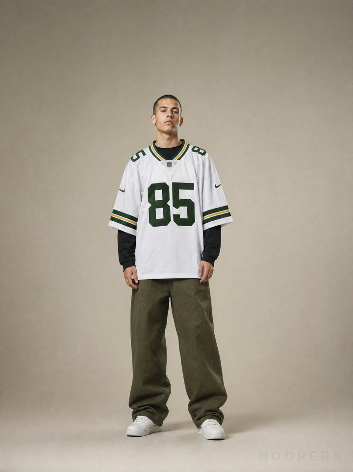 חולצת NFL אוברסייז גרין ביי פאקרס טאקר קראפט 85 לבן - מבט חזית על דוגמן