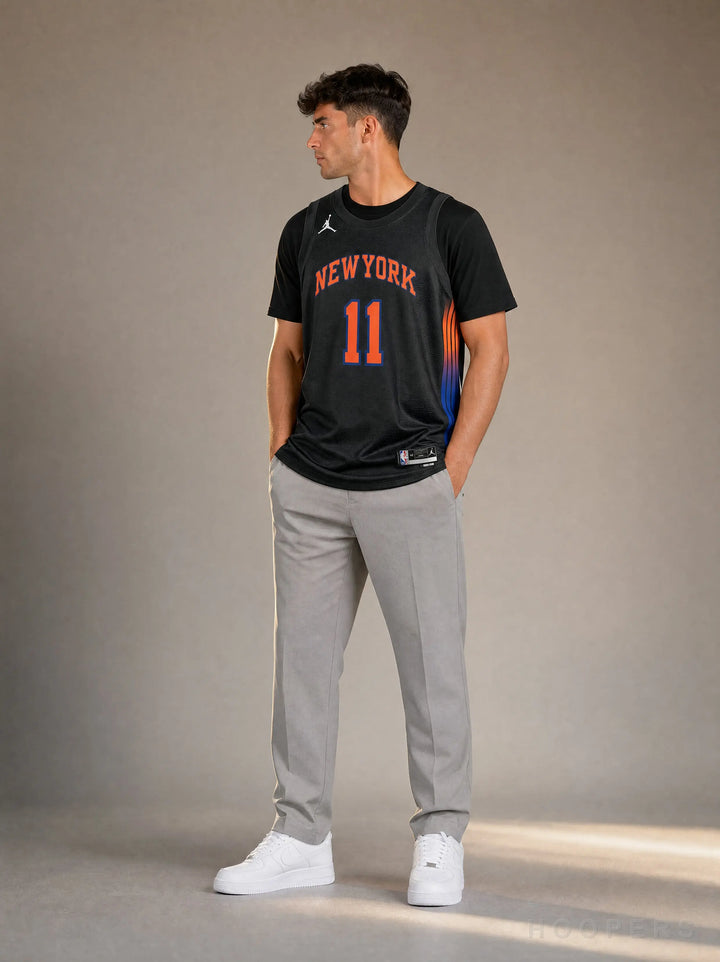 גופיית NBA ברונסון ניו יורק ניקס שחור Statement Edition HOOPERS - מבט קדמי על דוגמן