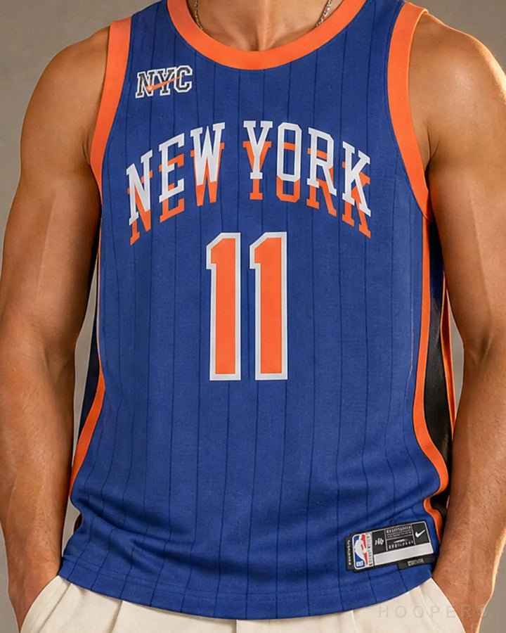 גופיית NBA ברונסון 11 ניקס City כחול HOOPERS - תקריב NEW YORK על הדוגמן