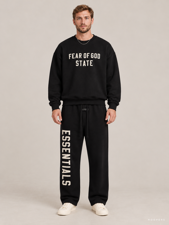 סווטשירט Fear of God Essentials – STATE שחור – חזית