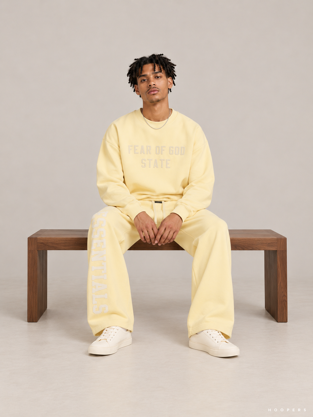 סווטשירט Fear of God Essentials – STATE צהוב חמאה | HOOPERS