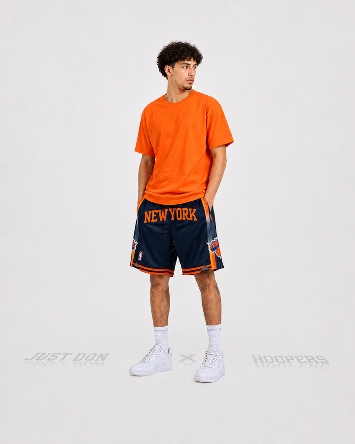 מכנסי NBA – New York Knicks (ניו יורק ניקס) נייבי כתום | HOOPERS