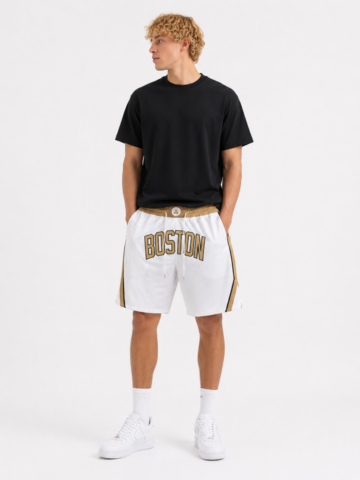 מכנסי NBA – Boston Celtics (בוסטון סלטיקס) לבן זהב | HOOPERS