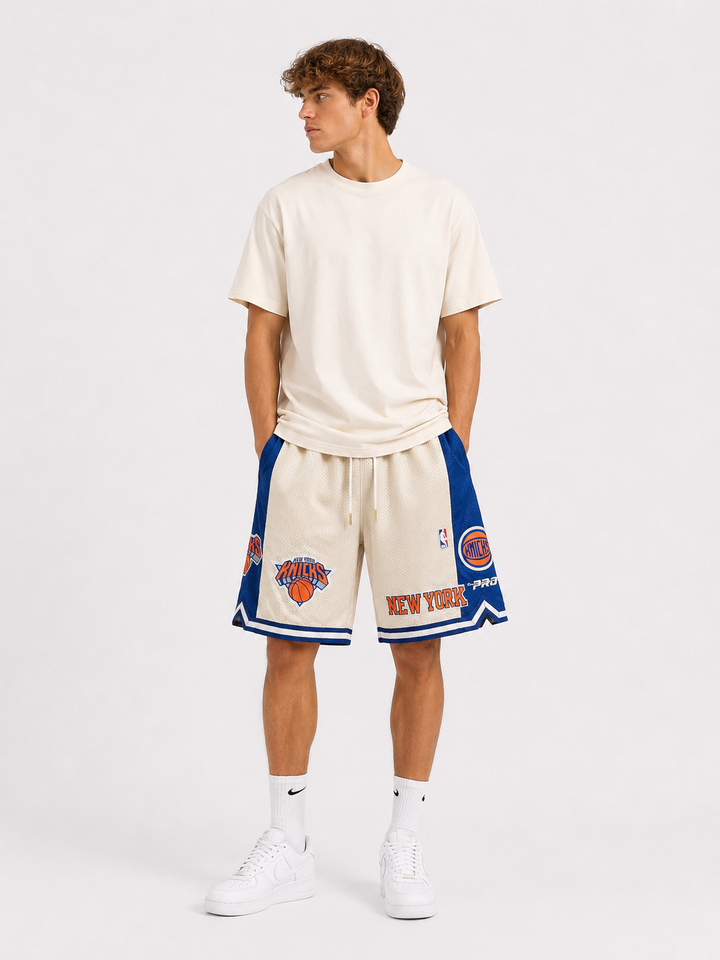 מכנסי NBA – New York Knicks (ניו יורק ניקס) לבן כחול | HOOPERS