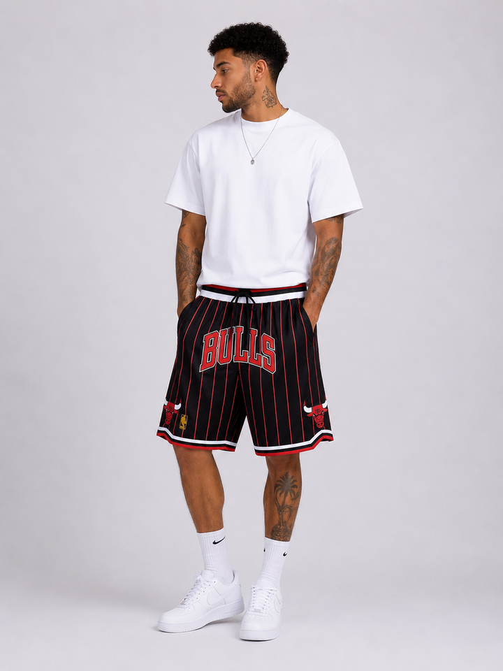 מכנסי NBA – Chicago Bulls (שיקגו בולס) שחור אדום | HOOPERS
