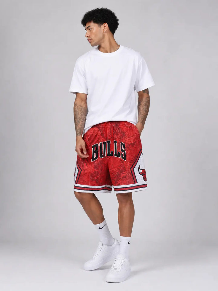 מכנסי NBA – Chicago Bulls אדום שחור דרקון | HOOPERS 