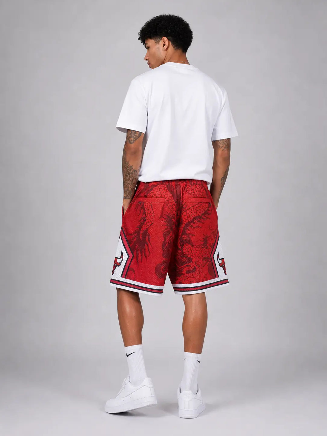 מכנסי NBA – Chicago Bulls אדום שחור דרקון | HOOPERS 