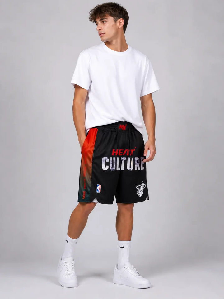 מכנסי NBA – Heat Culture Miami Heat שחור אדום | HOOPERS 