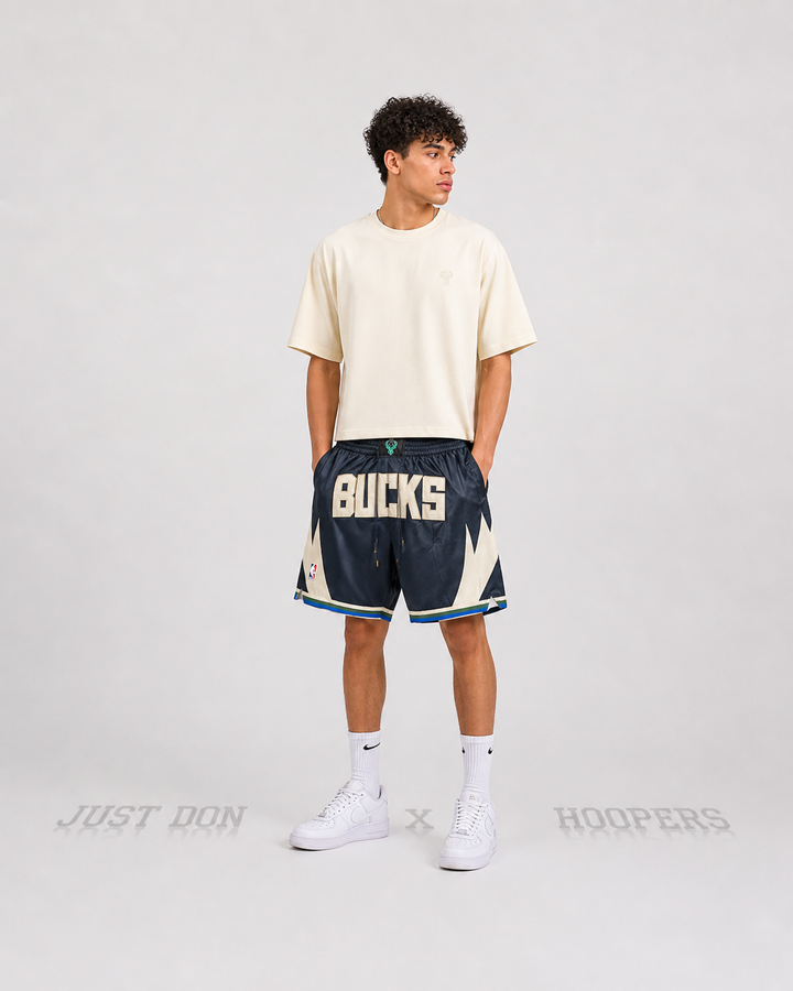 מכנסי NBA – Milwaukee Bucks (מילווקי באקס) שחור קרם | HOOPERS