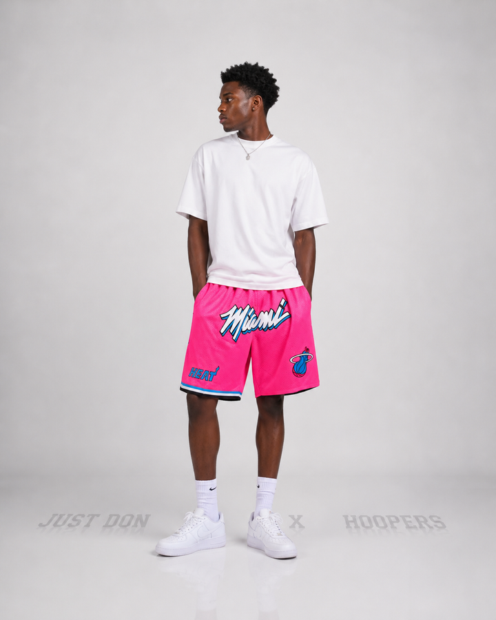 מכנסי NBA – Miami Heat (מיאמי היט) ורוד תכלת | HOOPERS