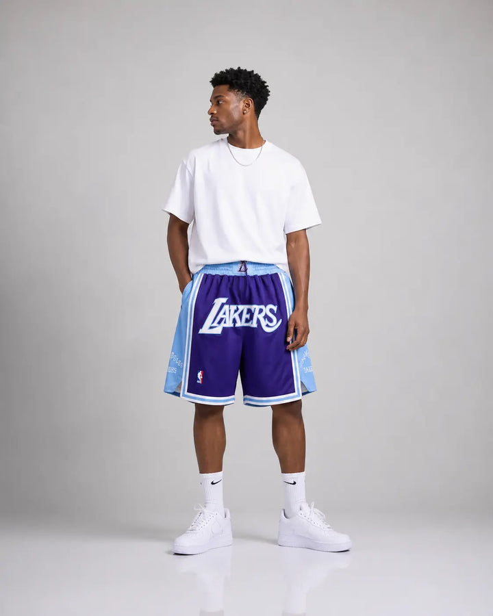 מכנסי NBA – Los Angeles Lakers (לוס אנג'לס לייקרס) סגול תכלת | HOOPERS 