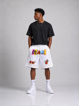 מכנסי NBA – Miami Heat (מיאמי היט) לבן מולטי קולור