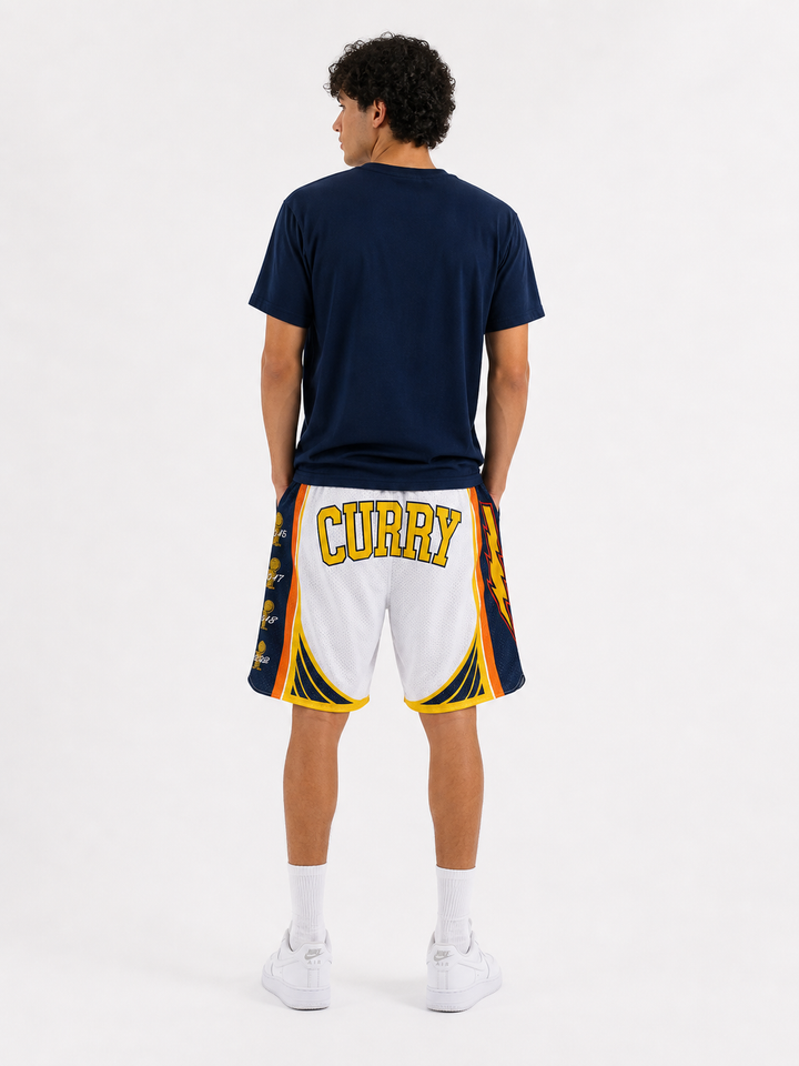 מכנסי NBA – Golden State Warriors (גולדן סטייט ווריורס) לבן כחול צהוב | HOOPERS