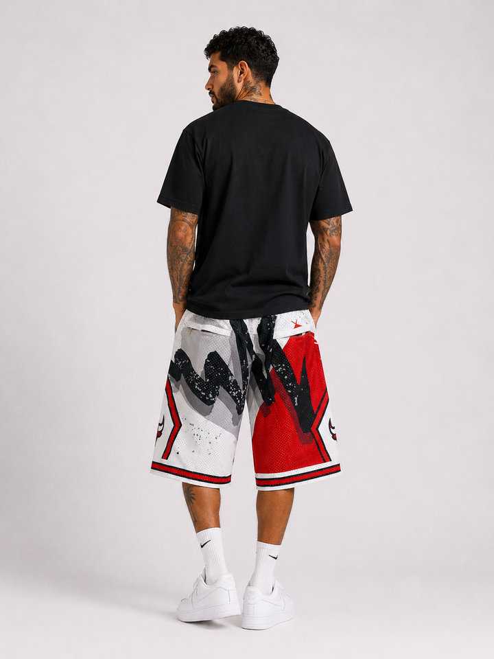 מכנסי NBA – Chicago Bulls (שיקגו בולס) לבן אדום | HOOPERS