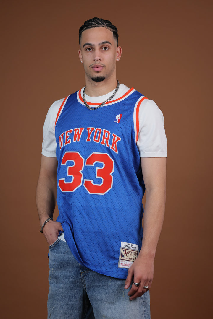 גופיית NBA פטריק יואינג ניו יורק ניקס – רטרו כחול 1991/92 | HOOPERS