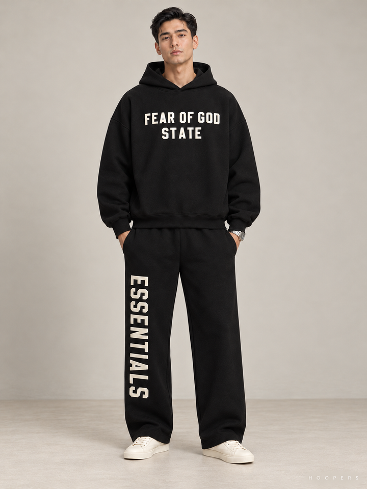 קפוצ'ון Fear of God Essentials – STATE שחור – חזית