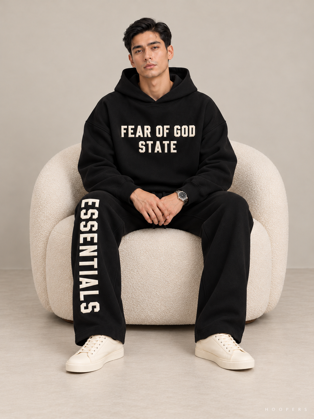 קפוצ'ון Fear of God Essentials – STATE שחור | HOOPERS
