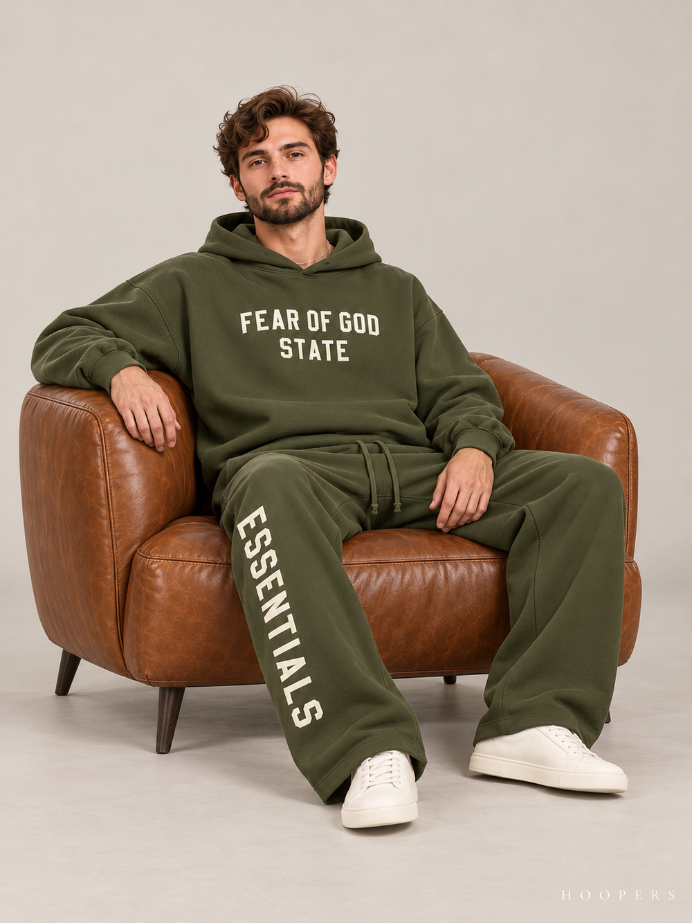קפוצ'ון Fear of God Essentials – STATE ירוק זית | HOOPERS