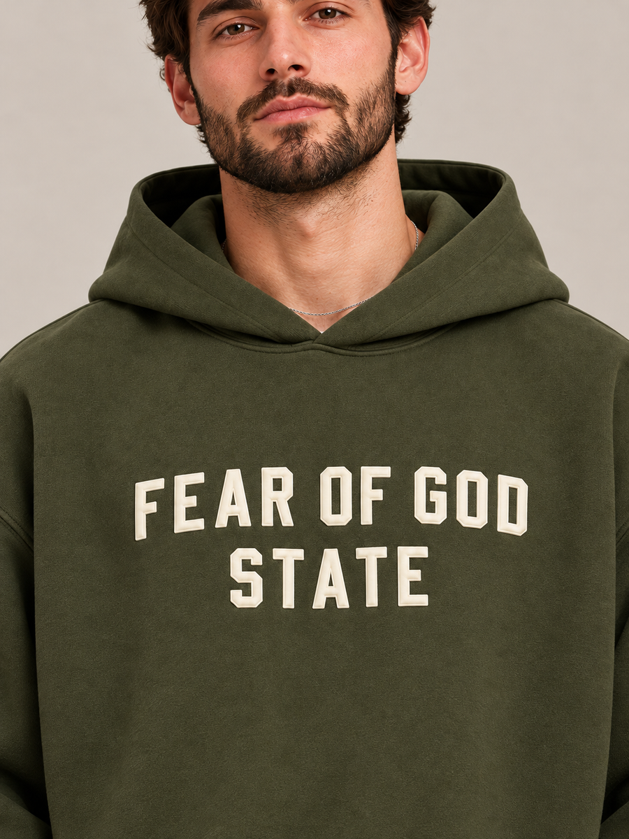 קפוצ'ון Fear of God Essentials – STATE ירוק זית | HOOPERS