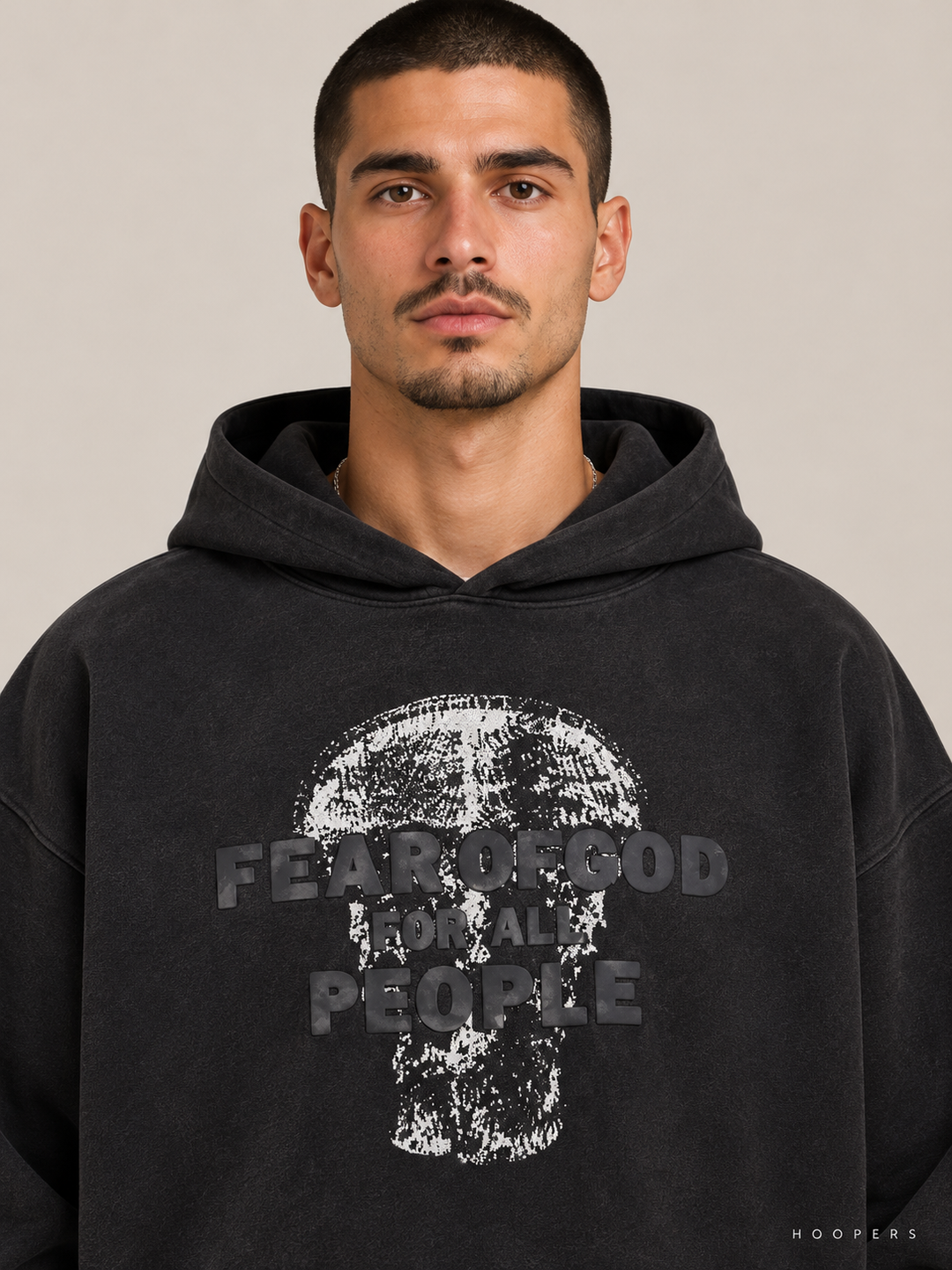 קפוצ'ון Fear of God Essentials – People שחור מכובס – תקריב