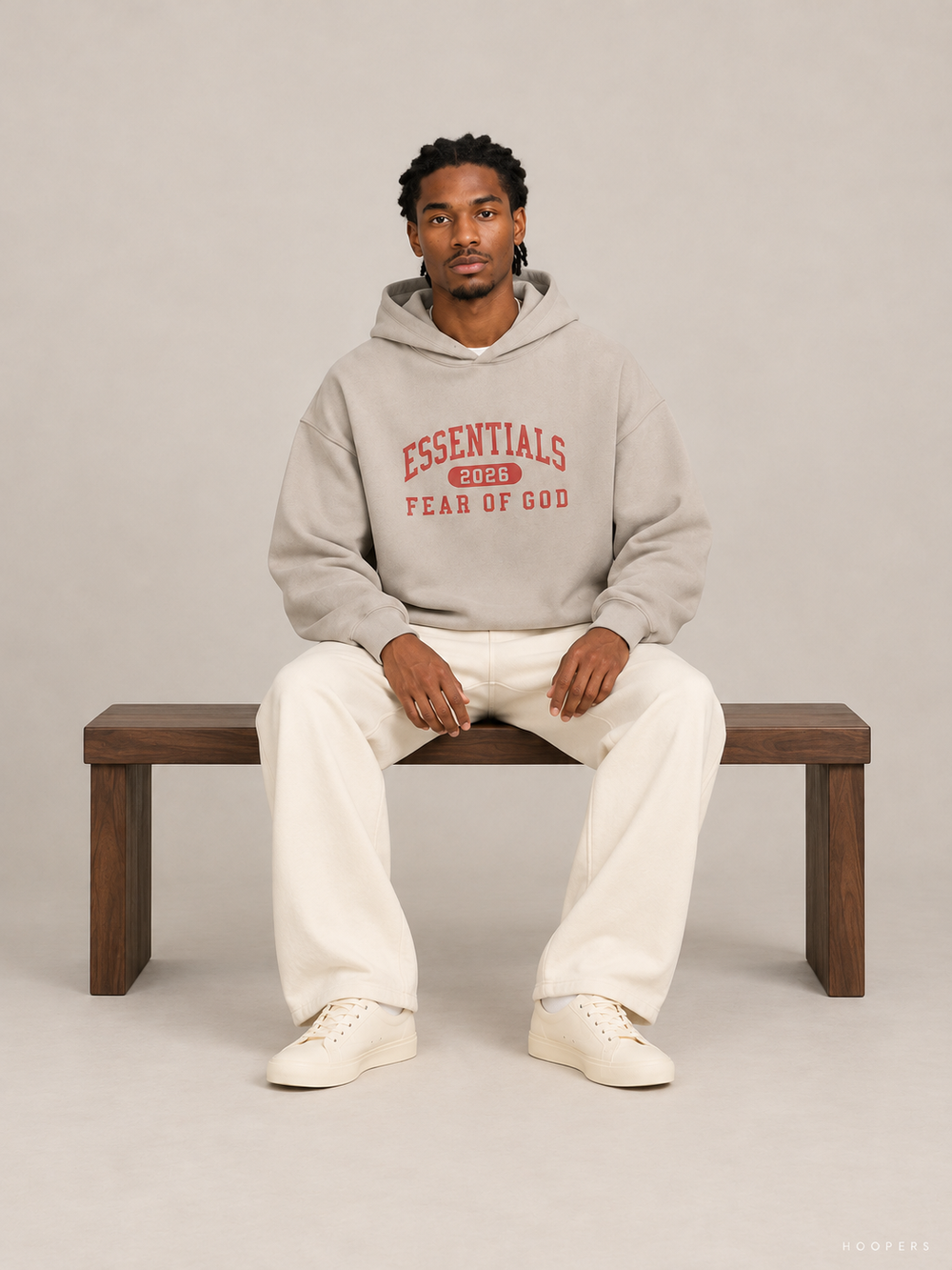 קפוצ'ון Fear of God Essentials – 2026 אפור-בז' | HOOPERS