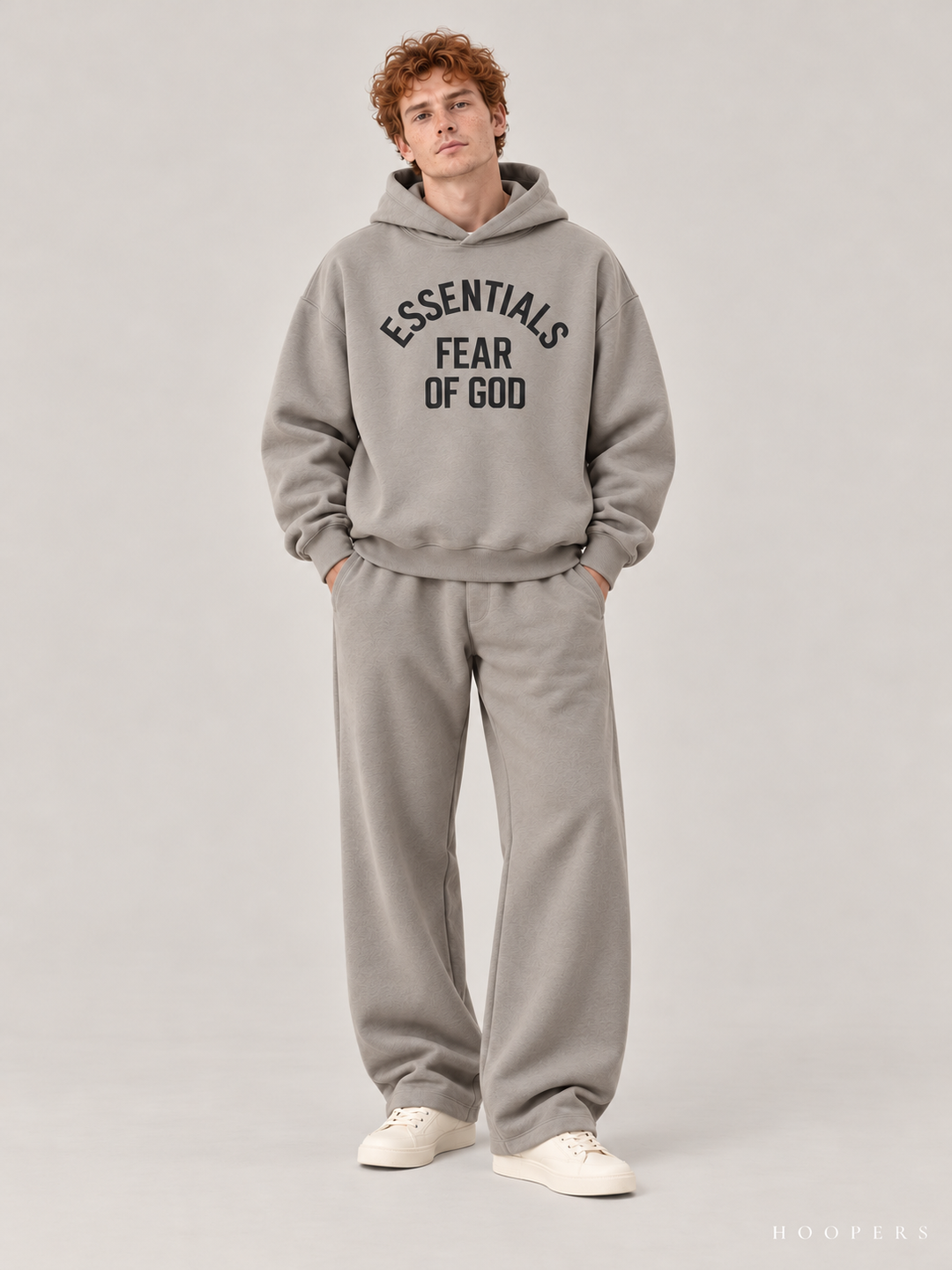 קפוצ'ון Fear of God Essentials – Arch Logo אפור – חזית