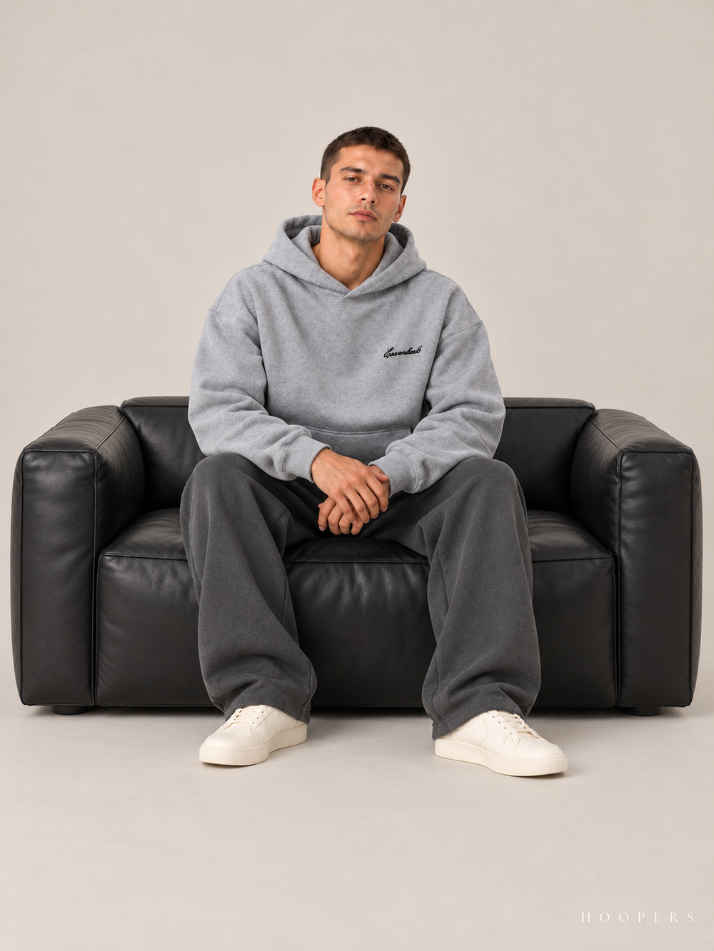 קפוצ'ון Fear of God Essentials – Script אפור מלאנז' | HOOPERS