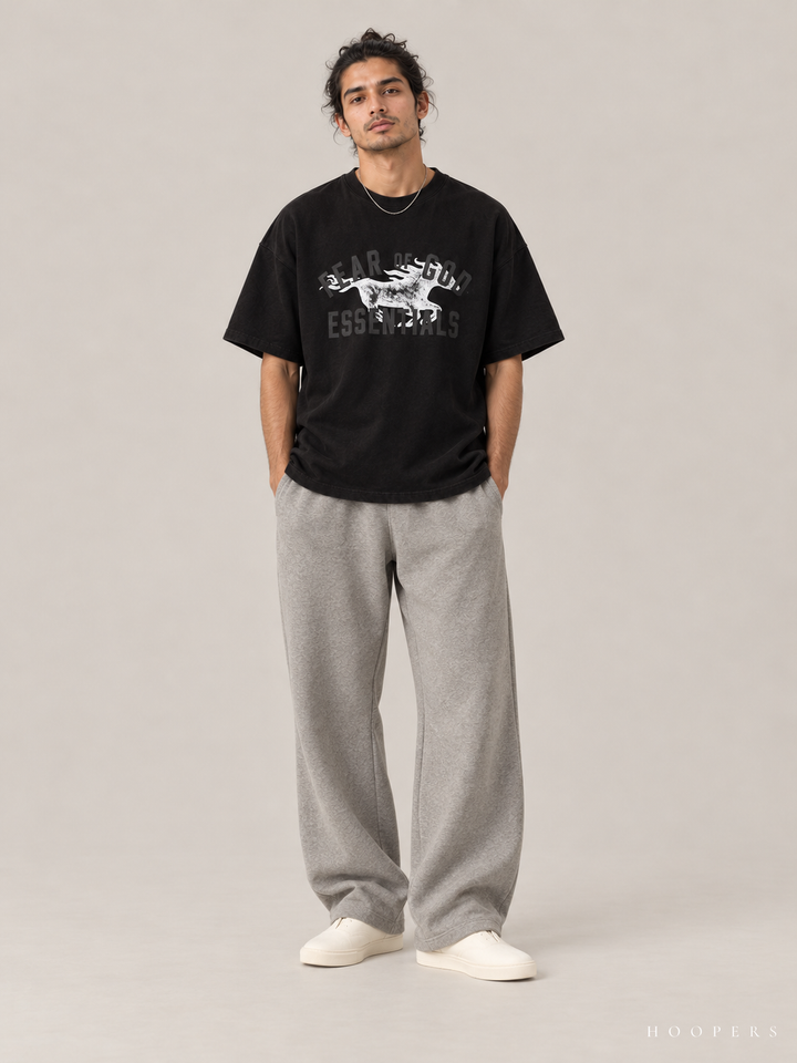 חולצת Fear of God Essentials – Horse שחור וינטג' – חזית
