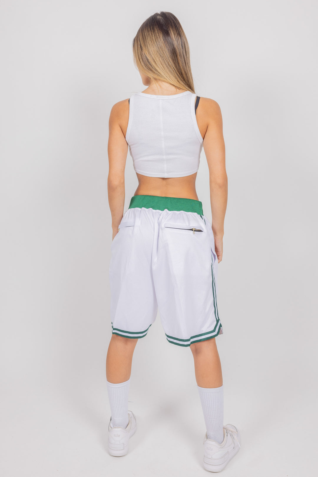 מכנסיי JUST DON לבן ירוק בוסטון סלטיקס