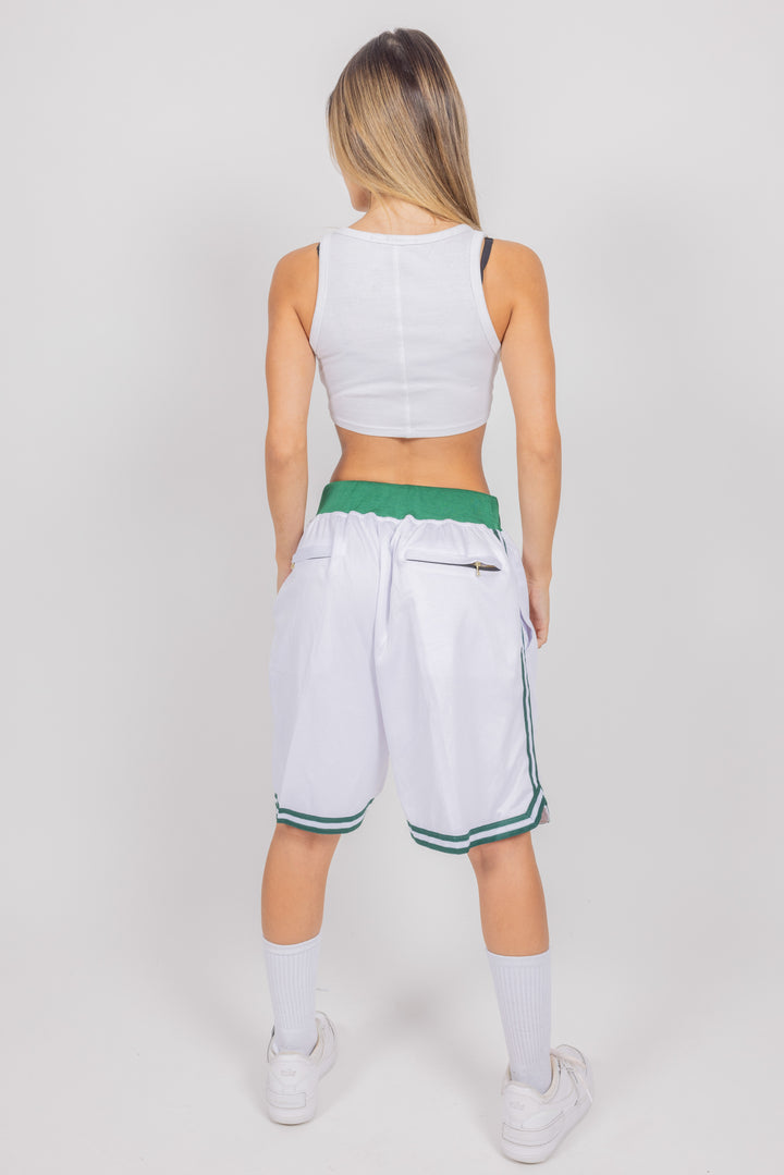 מכנסיי JUST DON לבן ירוק בוסטון סלטיקס