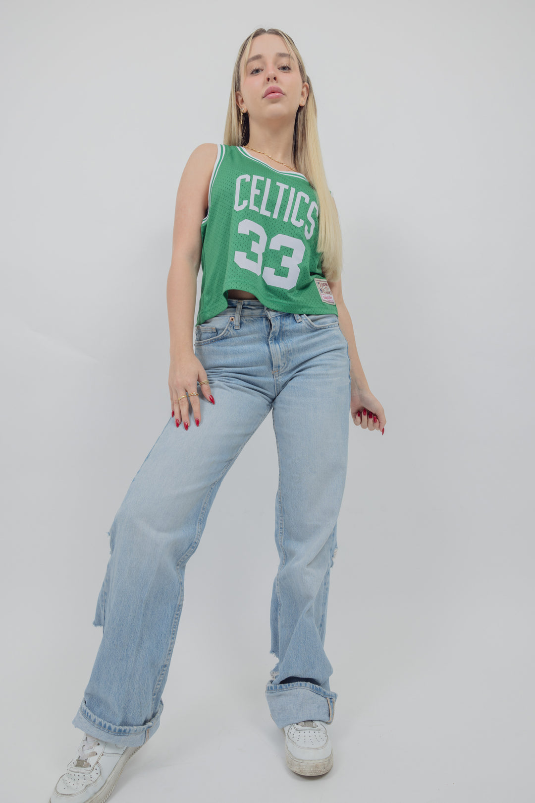 גופיית רטרו נשים ירוקה לארי בירד