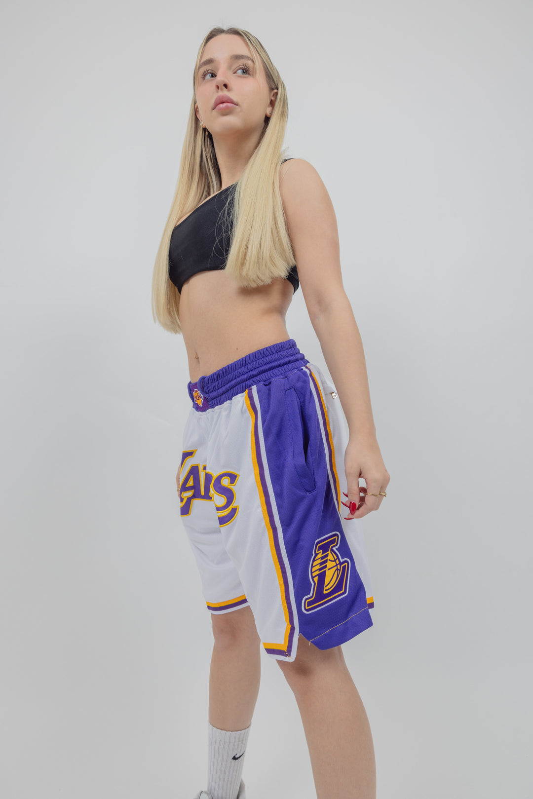 מכנסיי JUST DON לבן צהוב לוס אנג'לס לייקרס