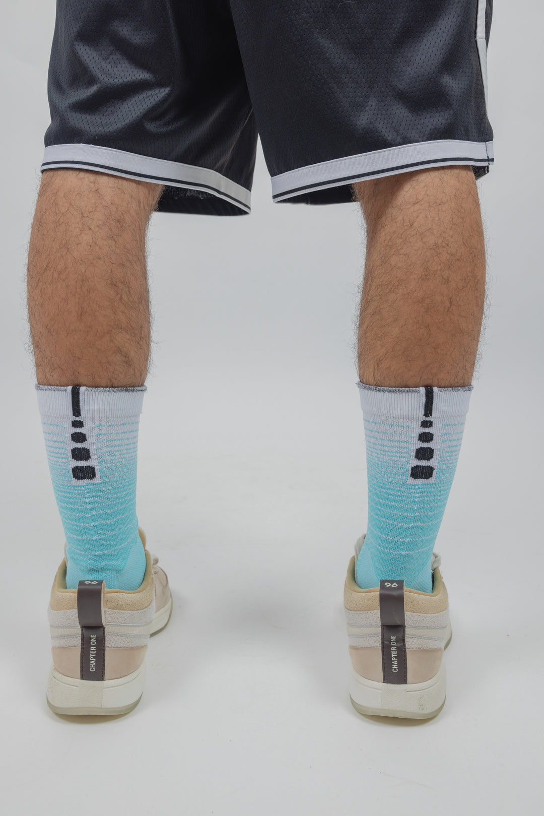 גרביים ארוכות טורקיז לבן