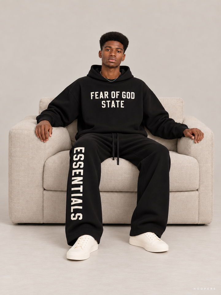 מכנס טרנינג Fear of God Essentials – Leg Logo שחור – סטודיו