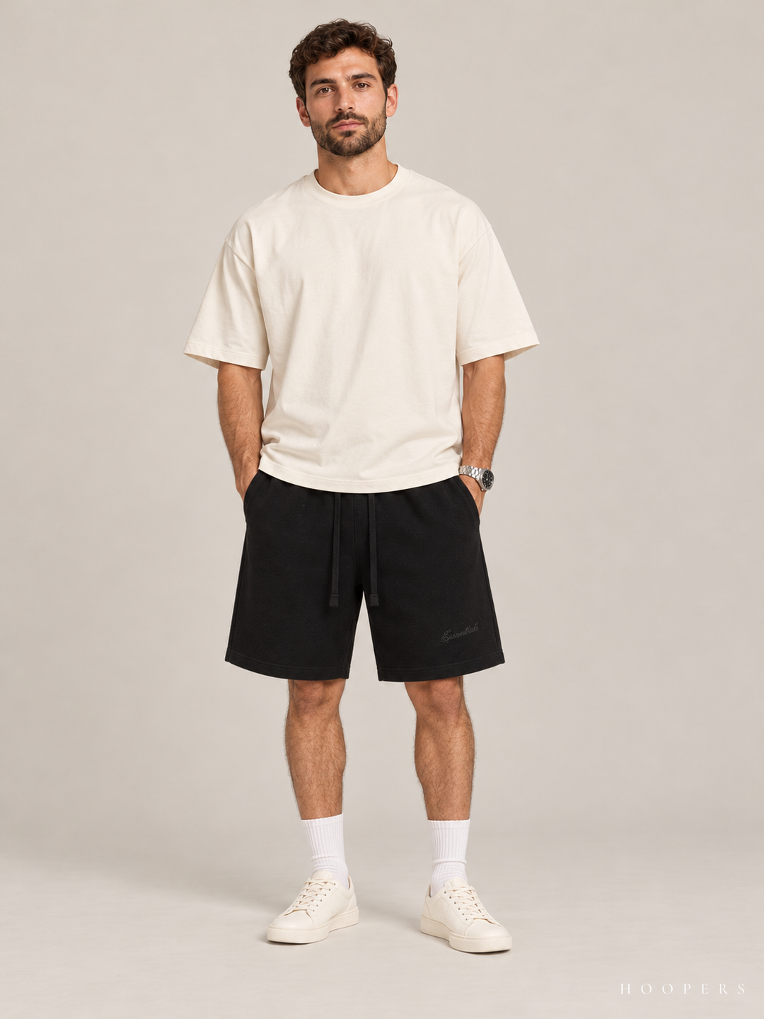 מכנס קצר Fear of God Essentials – Script שחור – חזית