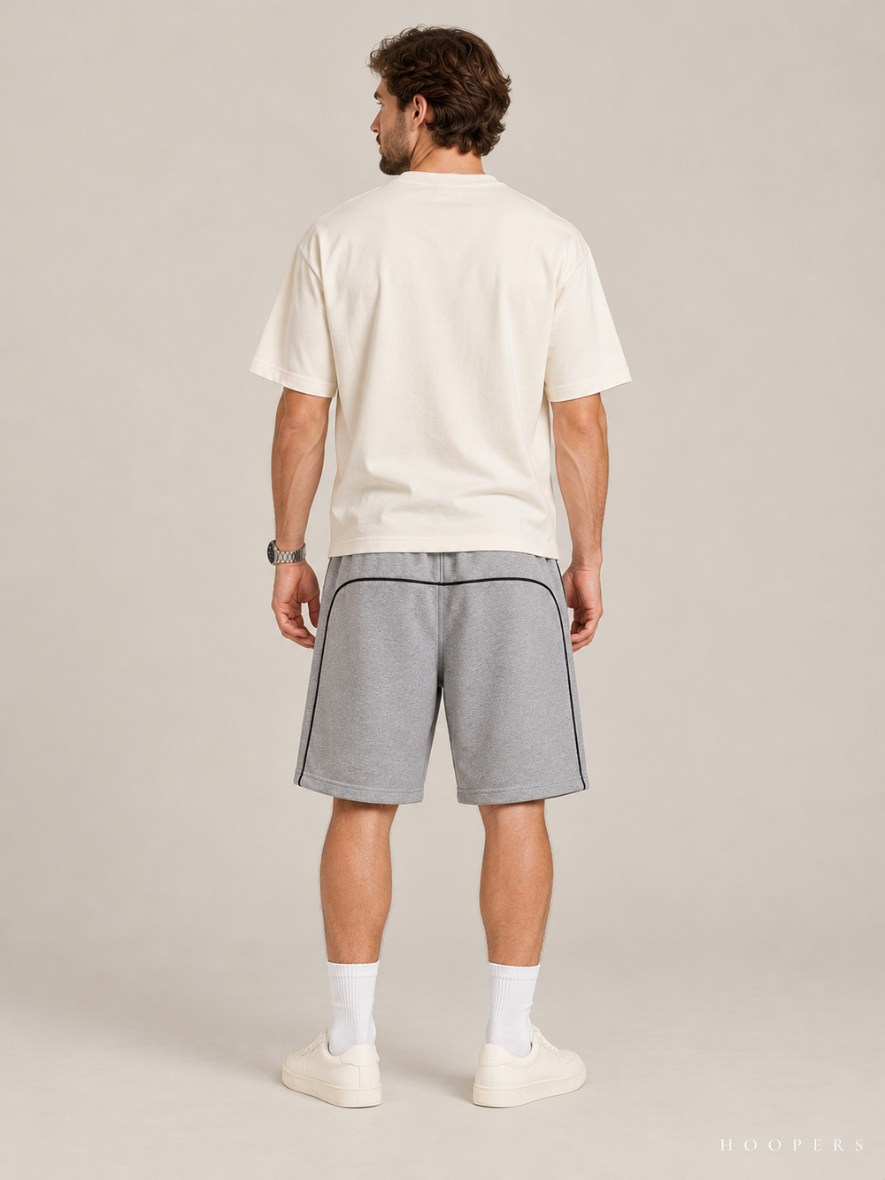 מכנס קצר Fear of God Essentials – Piping אפור מלאנז' – גב