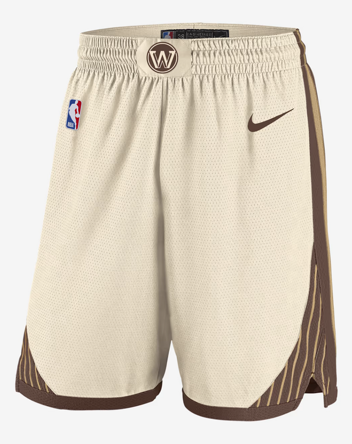 מכנסי NBA גולדן סטייט ווריורס – CITY EDITION קרם/חום 2025/26 | HOOPERS