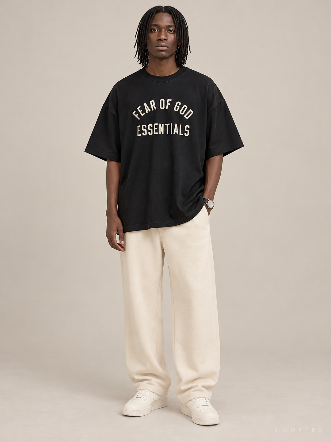 חולצת אוברסייז Fear of God Essentials – Arch 3D שחור – חזית