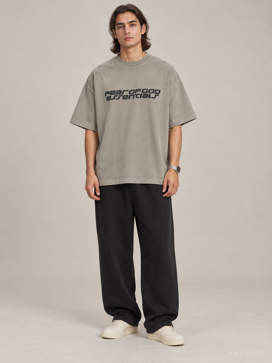 חולצת אוברסייז Fear of God Essentials – Racing 26 אפור מכובס – חזית