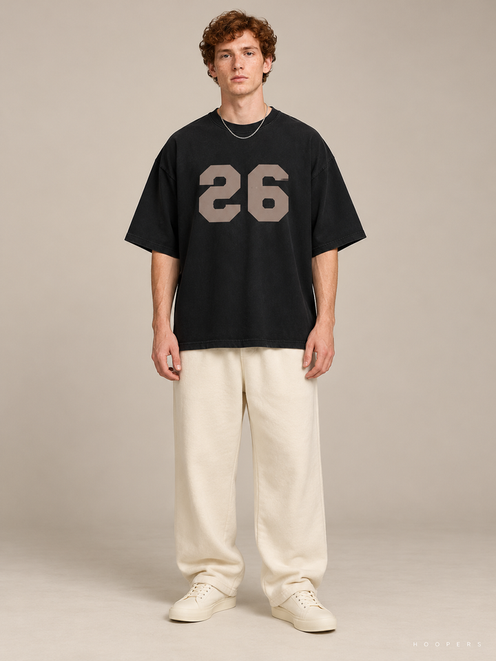 חולצת Fear of God Essentials – 26 FG שחור מכובס – חזית