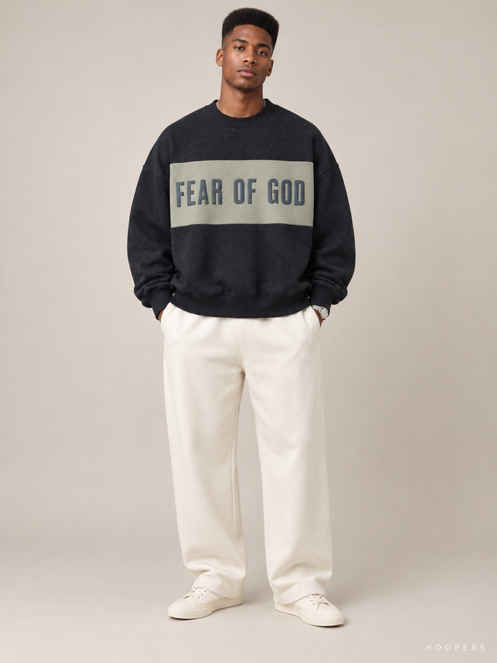 סווטשירט Fear of God Essentials – Band שחור מלאנז' – חזית