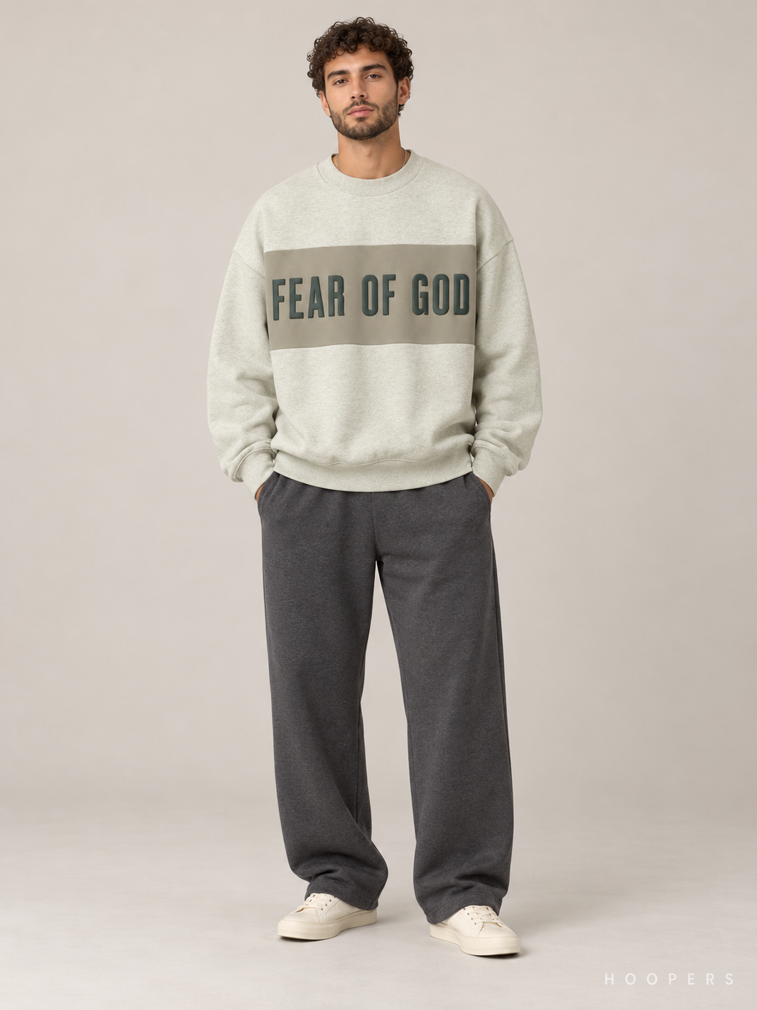 סווטשירט Fear of God Essentials – Band מנטה-אפור מלאנז' – חזית