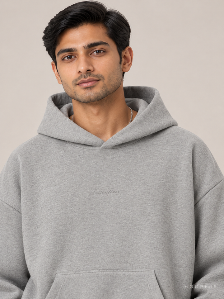 קפוצ'ון Fear of God Essentials – Rib אפור מלאנז' – תקריב