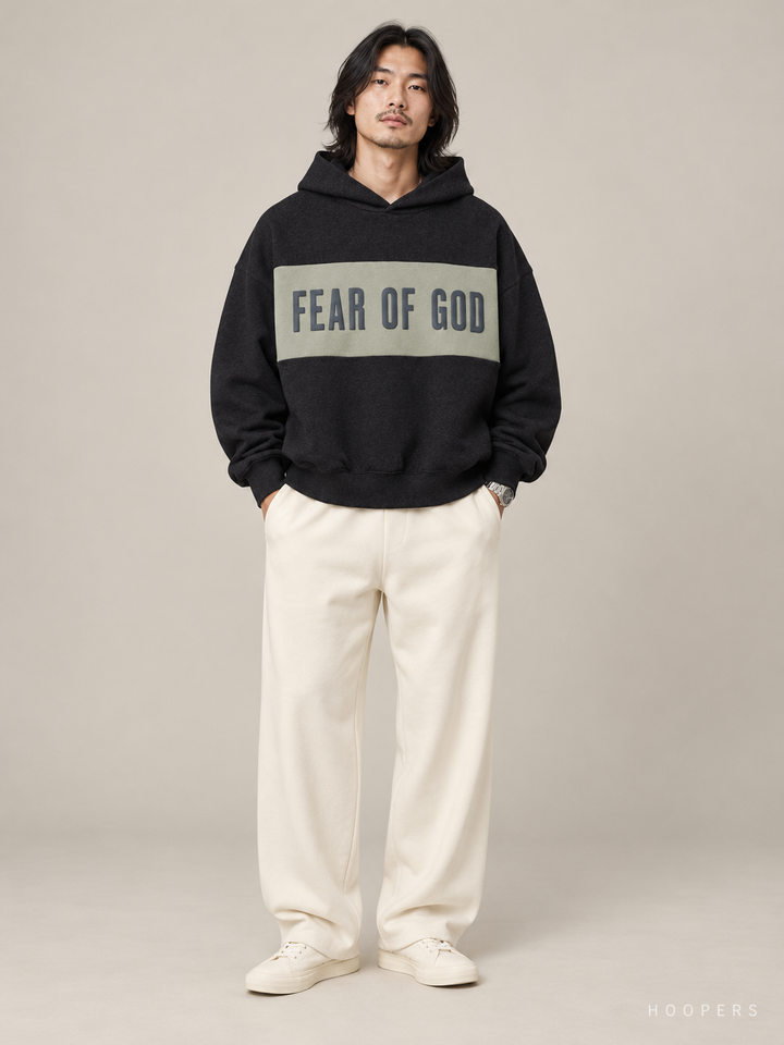 קפוצ'ון Fear of God Essentials – Band שחור מלאנז' – חזית