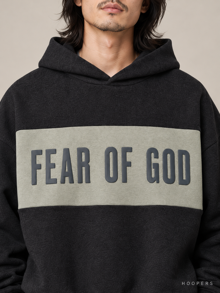 קפוצ'ון Fear of God Essentials – Band שחור מלאנז' – תקריב