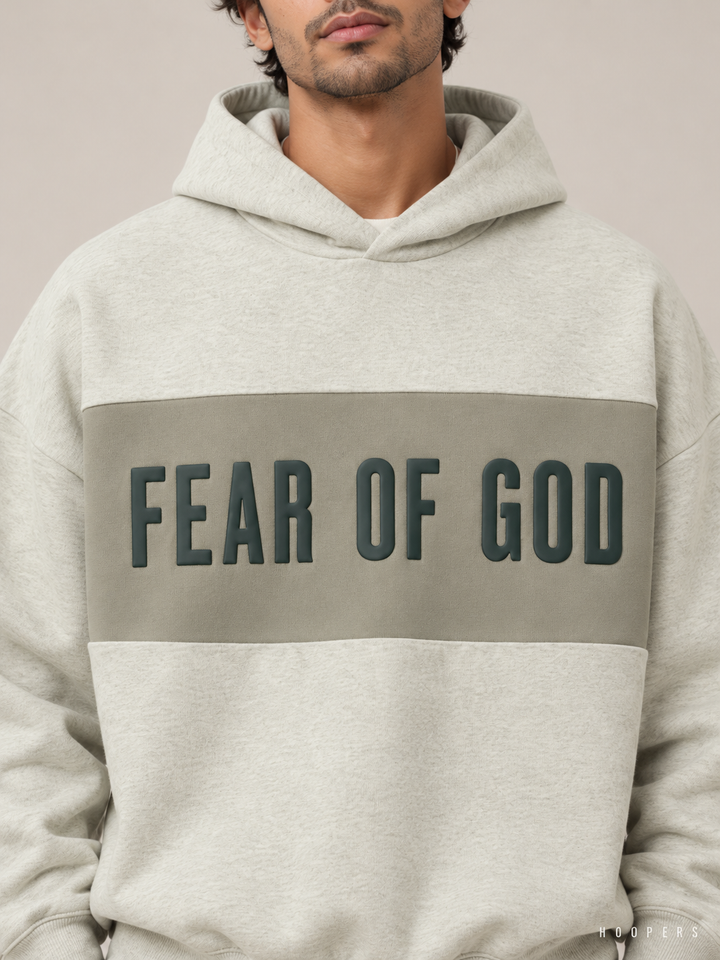 קפוצ'ון Fear of God Essentials – Band מנטה-אפור מלאנז' – תקריב