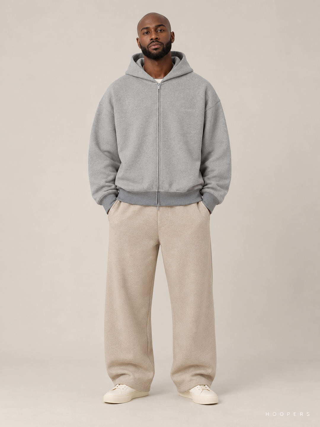 קפוצ'ון רוכסן Fear of God Essentials – Zip אפור מלאנז' – חזית