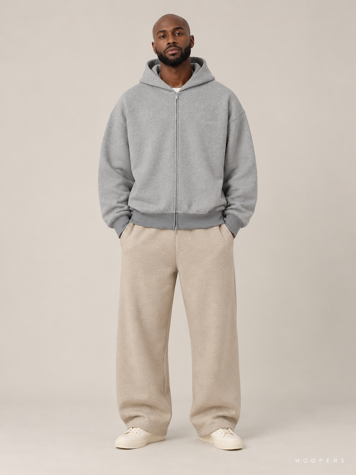 קפוצ'ון רוכסן Fear of God Essentials – Zip אפור מלאנז' – חזית